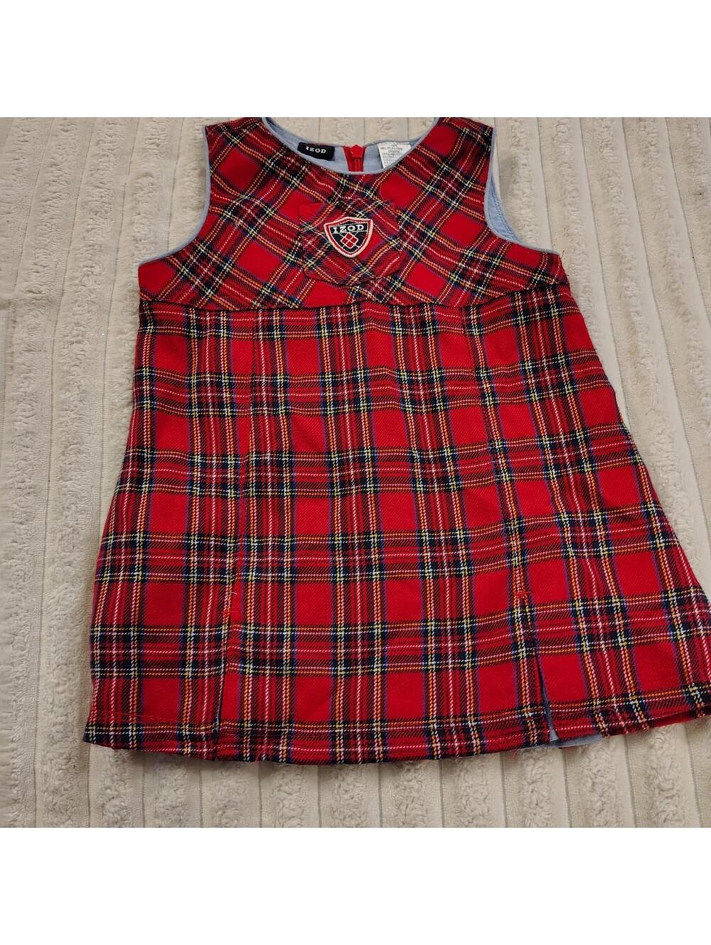 Izod Red Plaid Sleeveless Dress Girls Size 12 Months